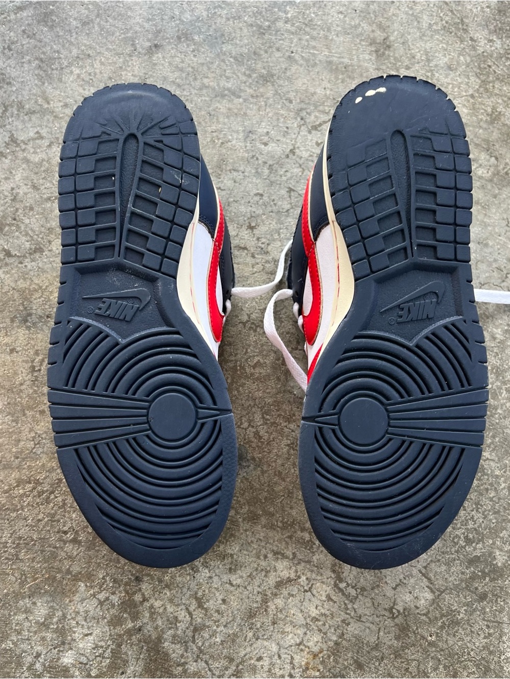 Nike Dunk Low Bright Crimson Obsidian Men’s 7 Women’s 8.5 Red White Blue 🇺🇸 - Picture 8 of 9